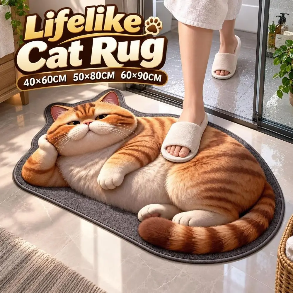 Diatomaceous Earth Lifelike Cat Floor Mat 40×60CM 50×80CM 60×90CM Non-slip Bathroom Carpet Washable Water-absorbing
