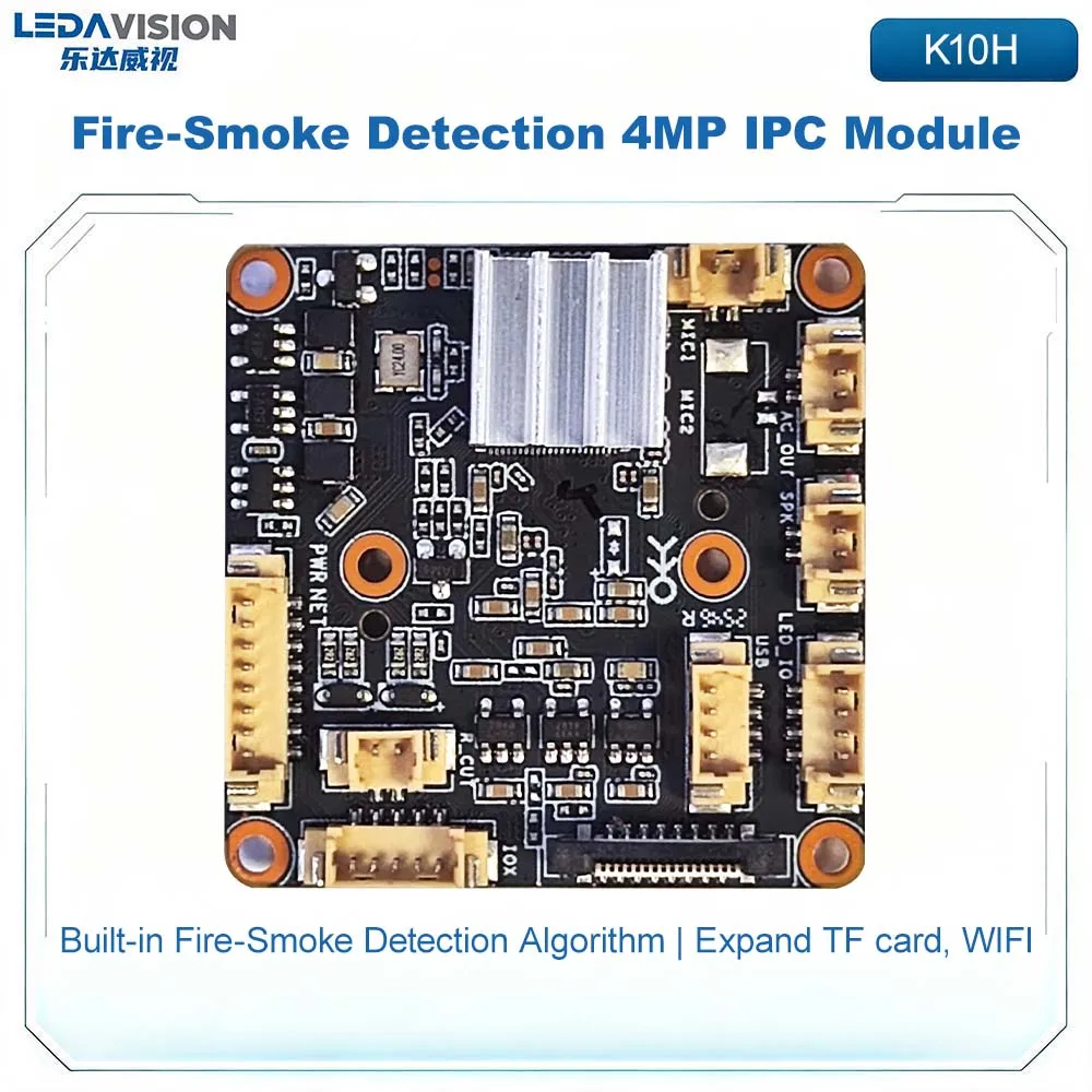 K10H 4MP AI Fire & Smoke Detection IPC Module Humanoid Alarm 512G Storage 25FPS