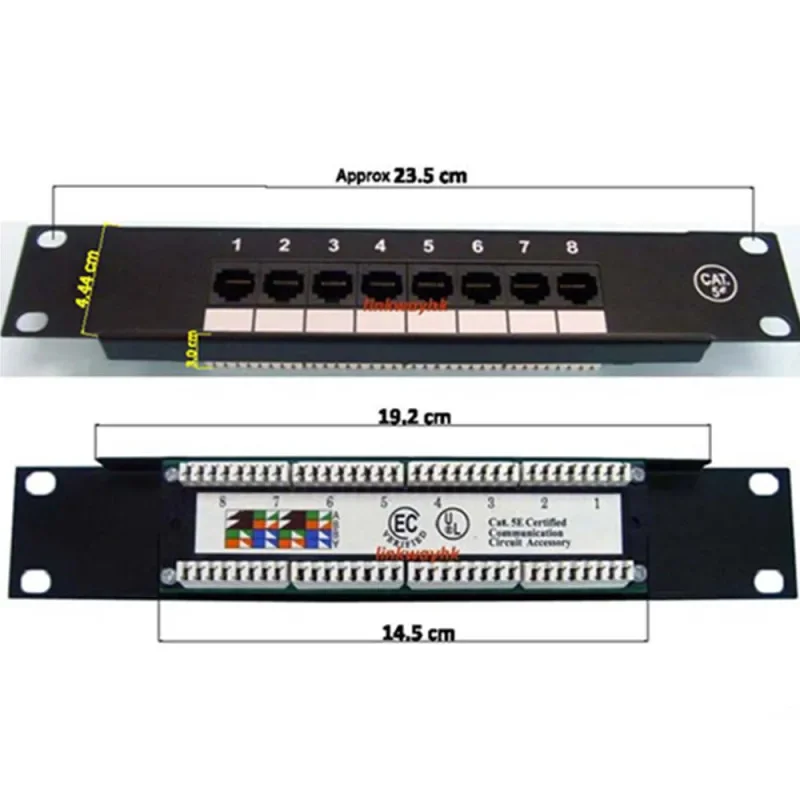 8 Ports 10 inch CAT5e CAT6 Patch Panel 1U Mini Patch Panel RJ45 Rack Mount For Household Distribution Frame Weak Current Box