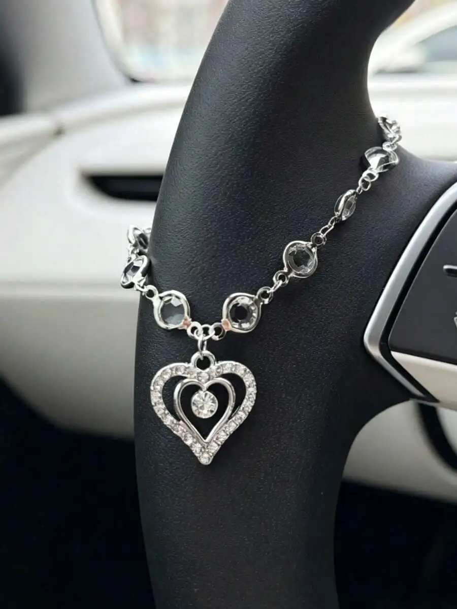 Double Heart Layered Hanging Charm For Car Steering Wheel Interior Decoration
