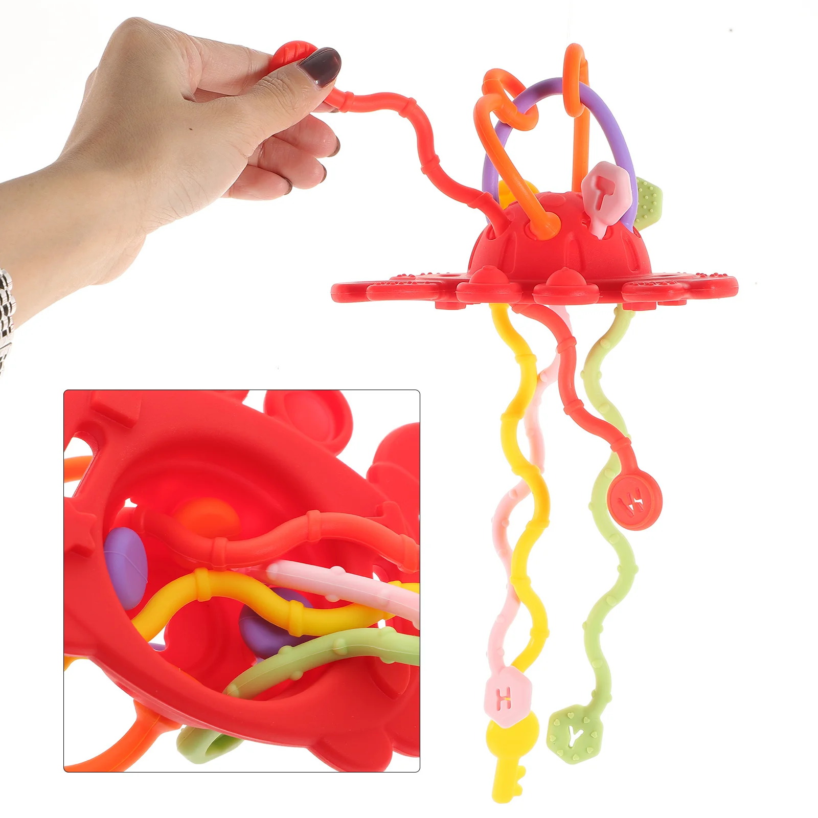 

Silicone Pull String Teether Cartoon Sensory For Babies Toddlers Infant Developmental Teethers Interactive Baby Travel