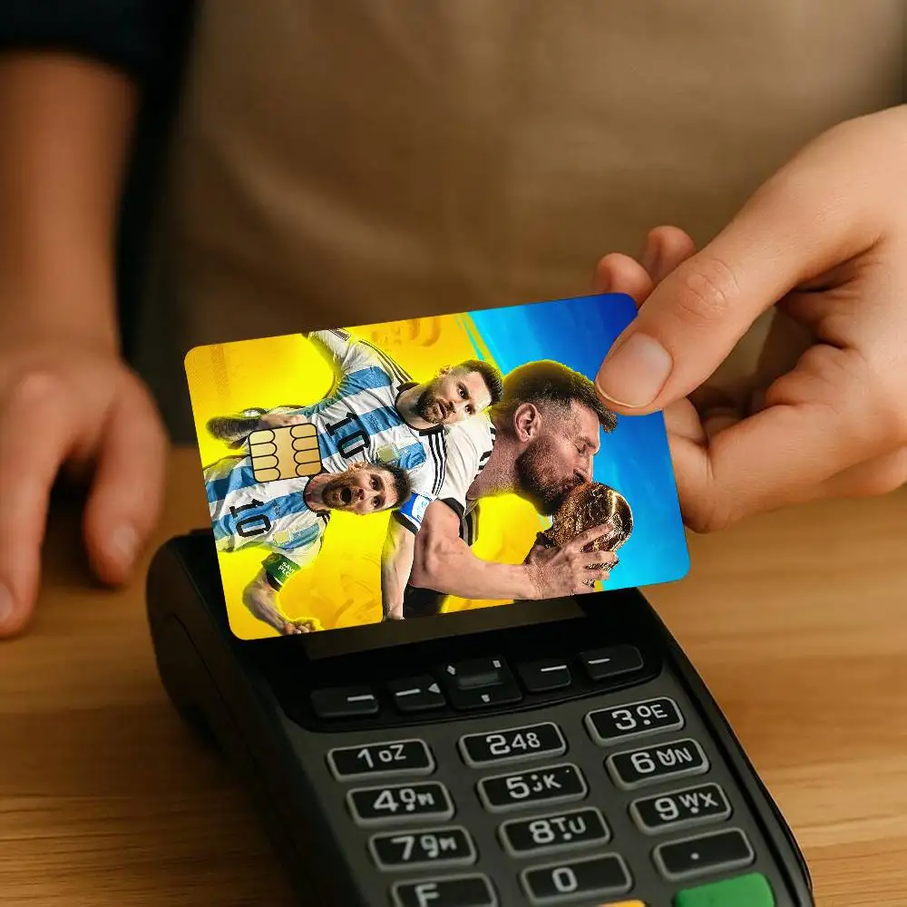 سوبر ستار كرة القدم M-Me-Messi-S ملصقات بطاقات الائتمان الرائعة الجلد لخصم البنك حماية الزخرفية 4 قطعة المضادة للخدش مقاوم للماء