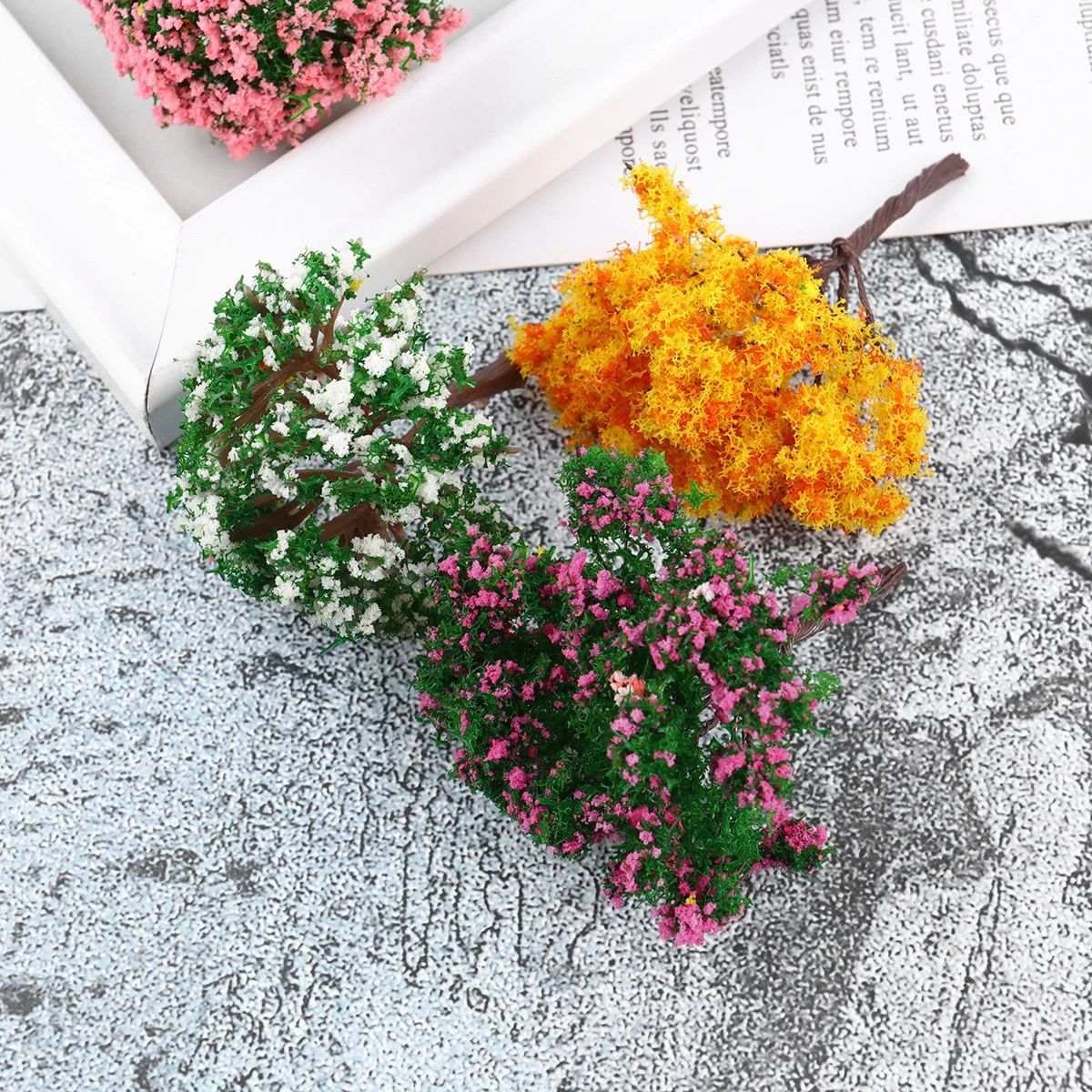 

27pcs Simulation Tree Ornaments Micro Landscape Decoration Artificial Flower Accessories Fade Resistant Realistic Touch Home