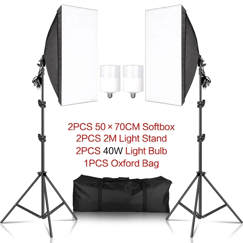 SH 50x70CM Fotografie Softbox Verlichtingssets E27 Base Professioneel continu lichtsysteem Softbox voor fotostudio-apparatuur