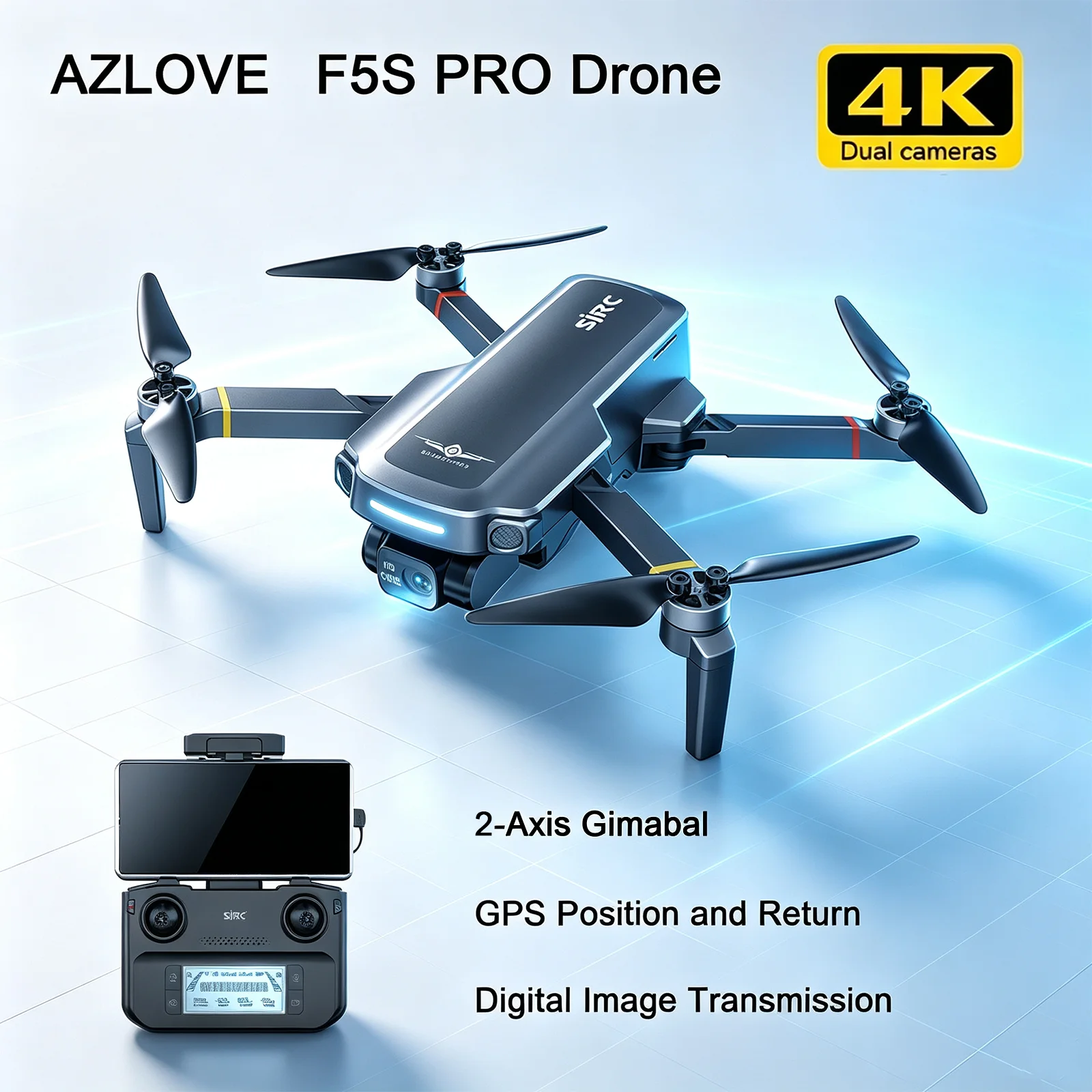 New F5S PRO GPS Drone Profesional 4K HD Cameras 2-Axis Gimbal Brushless 5G Digital Image Transmission FPV RC Foldable Quadcopter
