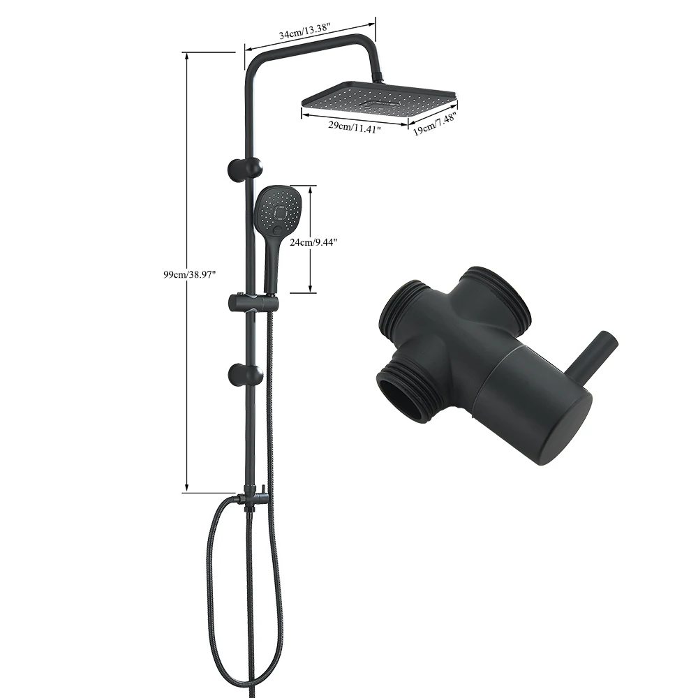 

Bathroom Shower Faucet Set Rainfall Head Shower with Handshower Wall Mount Bathroom Shower System