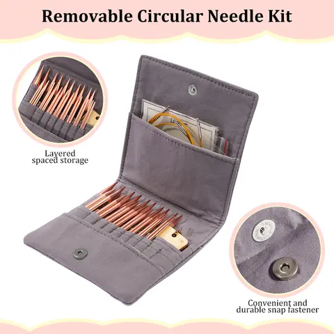 Set di aghi circolari staccabili in alluminio + custodia per ferri da maglia ganci per tessitura filato strumenti artigianali per maglieria accessori per maglieria