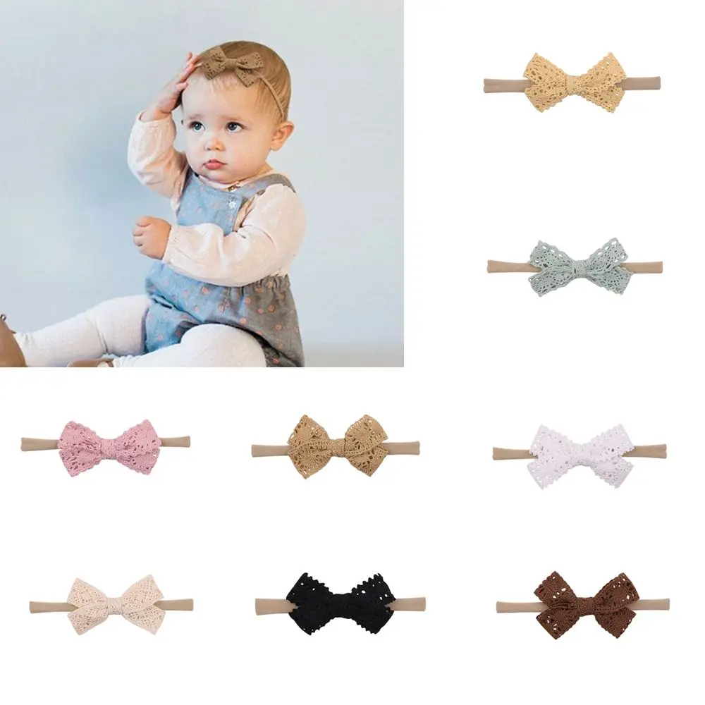 Bow Newborn Gifts Nylon Elastic Kids Lace Headwear Hairbands Baby Headband Hair Band Bow Headbands