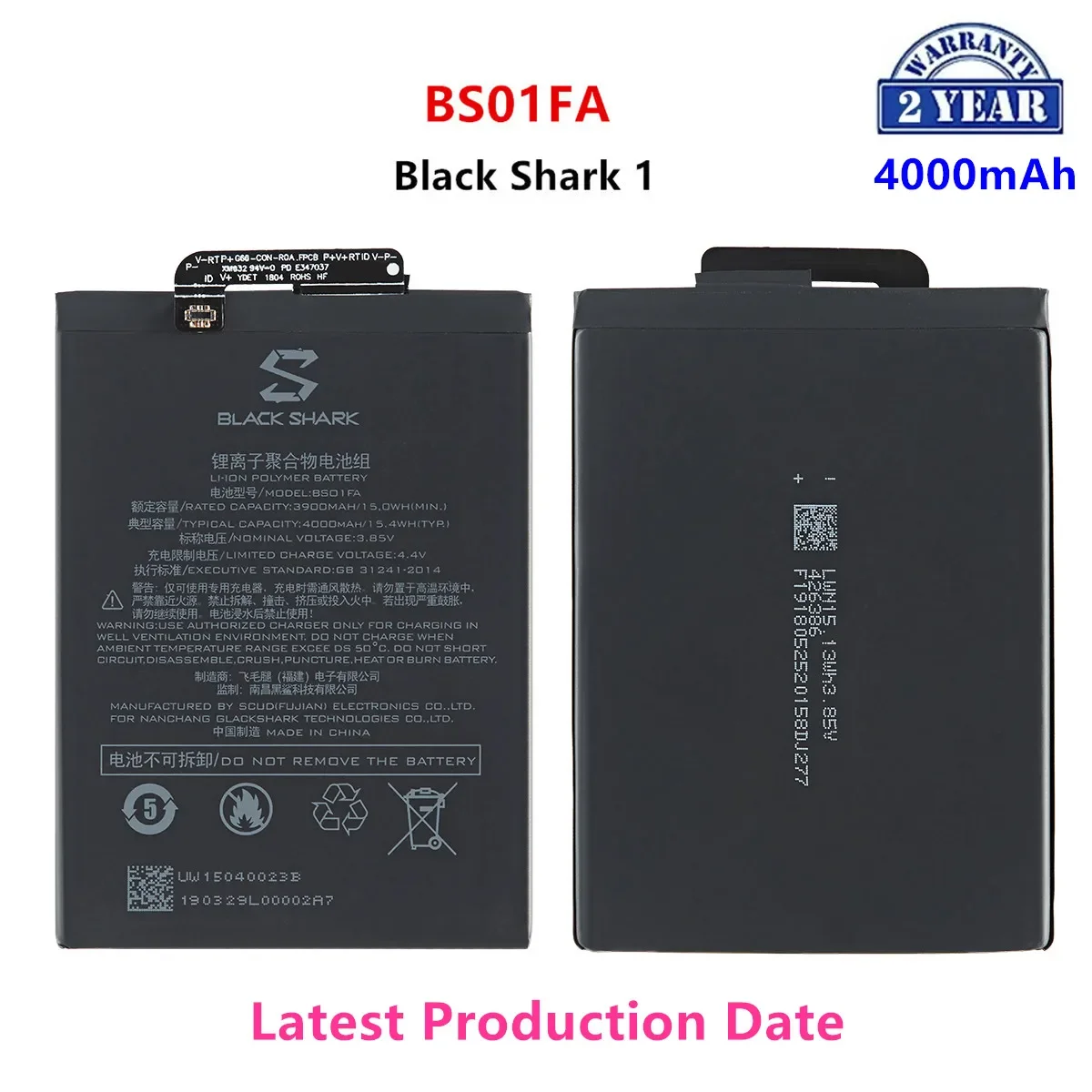 

100% Orginal BS01FA 4000mAh Battery For Xiaomi Black Shark 1/ Black Shark Dual SIM TD-LTE/ SKR-A0 AWM-A0 BSO1FA