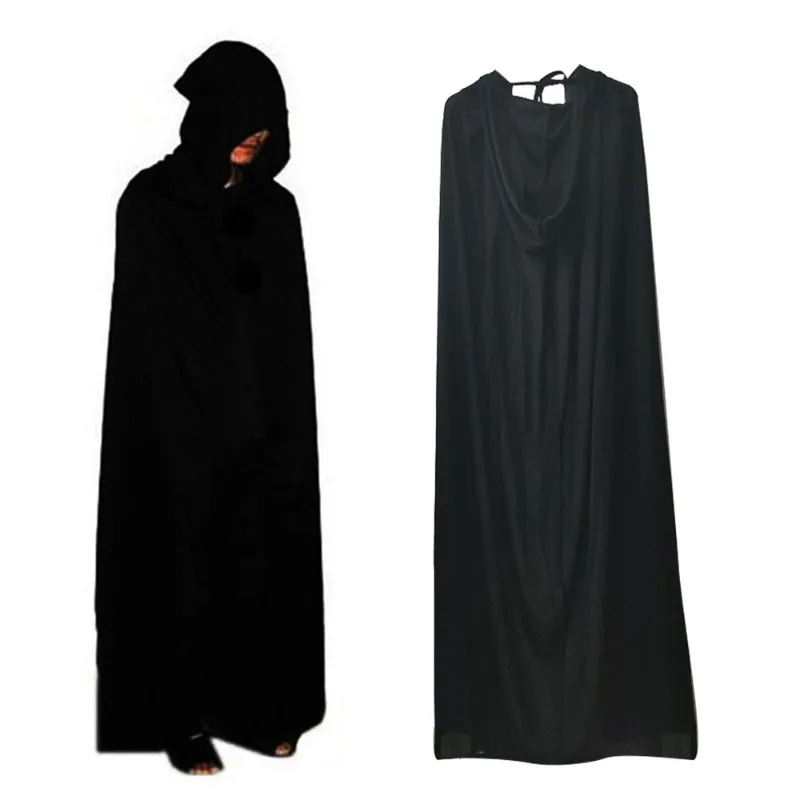 halloween single layer black cloak adult cos cape grim reaper vampire wizard fancy party dress up costume