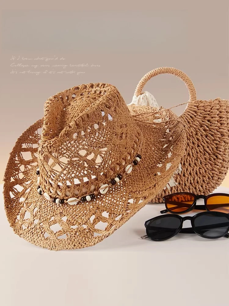 

Retro Trendy Western Denim Straw Hat Men and Women Summer Outing Outdoor Jazz Mountaineering Fishing Sun Protection Visor Hat