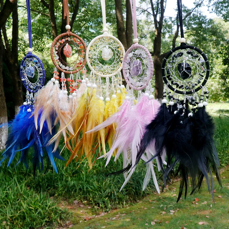 10pcs Wall Or Car Hanging Natural Crystal Raw Stone Pendant Dream Catcher Home Decoration Room Wind Chimes Ornaments Wholesales