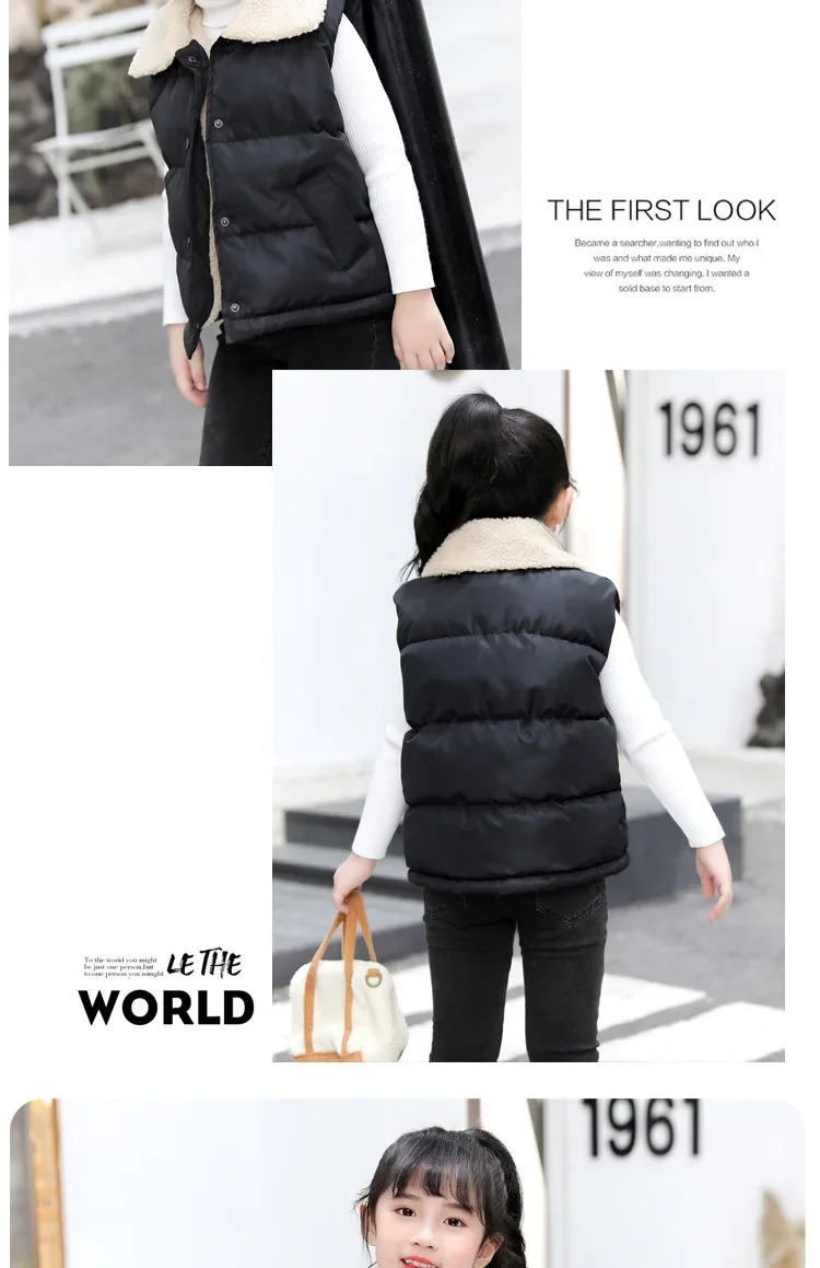 Baby-Weste Kinder-Oberteil Herbst Winter Einfarbig Lammfleece Dicke Baumwolle Ärmellose Weste Kleinkind Baumwolljacke dicke Ärmellose Weste – Detail 11