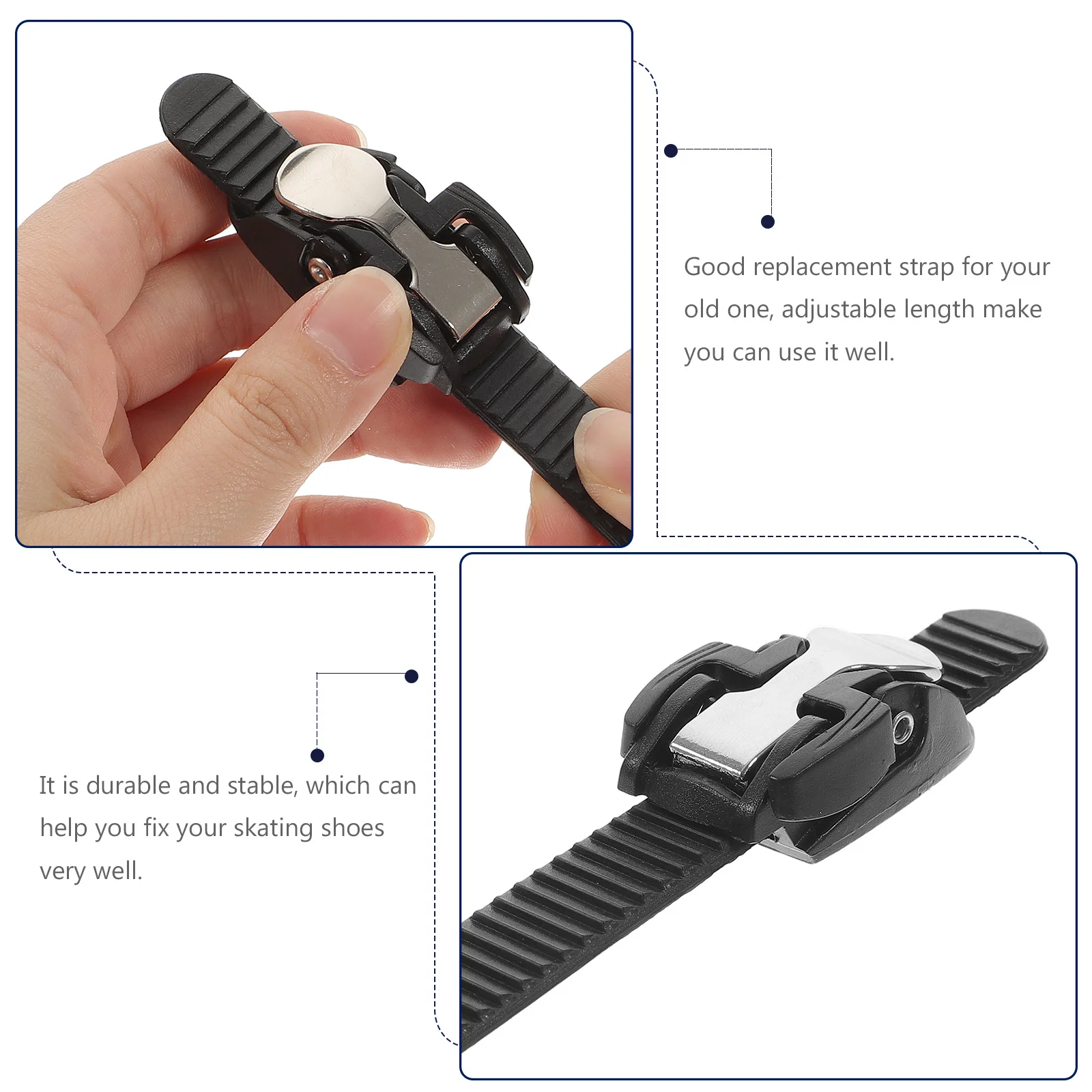 2pcs Roller Skates Buckle Strap Adjustable Replacement For Roller Skate Accessories Durable Fixing Buckle Straps Skate