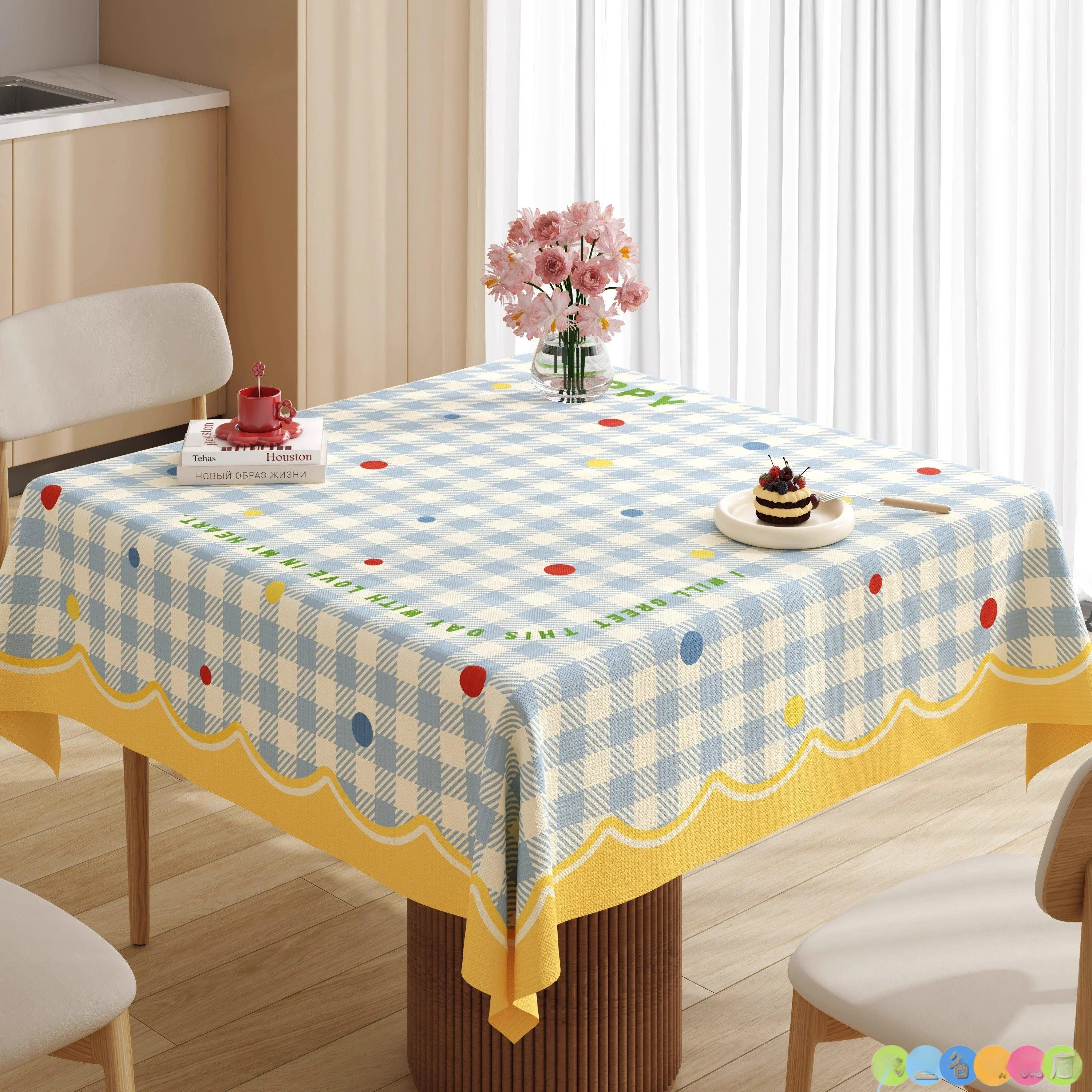 

Fre Sle PVC Square Tablecloth Oil Proof Waterproof No Need to Wa Heat Resistant Dining Table Cloth Tea Table Mat Ins Ho...