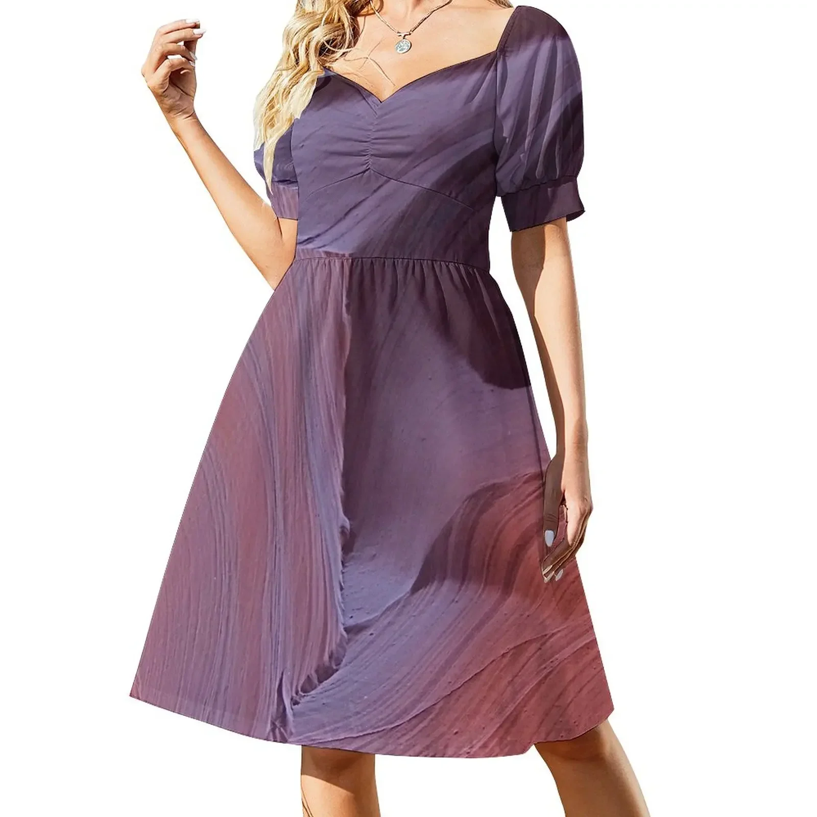 Abstract Lavender Wave Short-Sleeved Dress wedding guest dress 2025 fairy dress