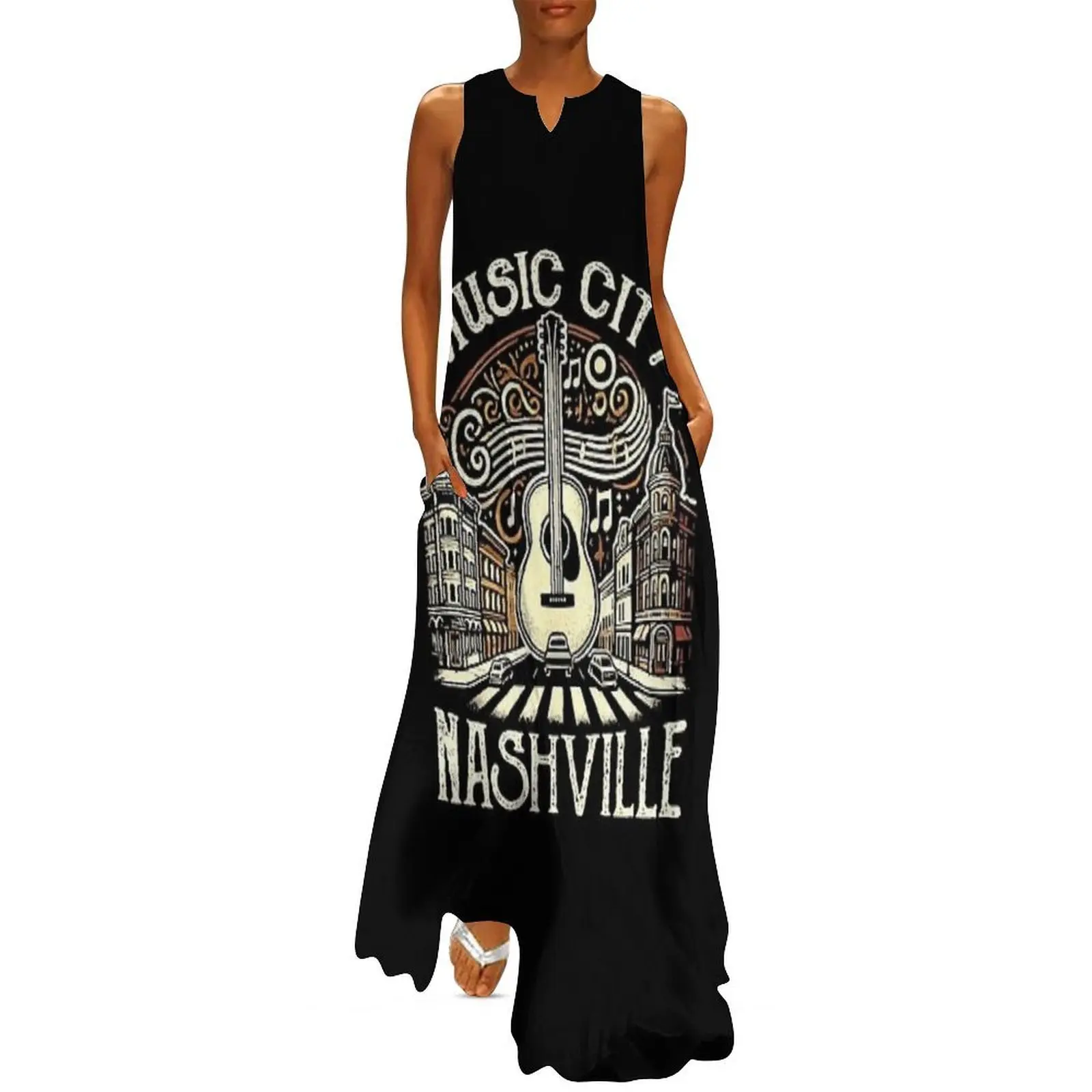 

Music City Souvenir From Nashville TN Guitar Nashville Long Dress Female dress summer women's suit ladies dresses for women 2025