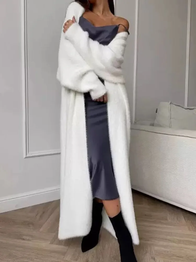 

Elegant Solid Cardigan For Women Fashion Long Sleeve Loose Knit Tops Holiday Casual Women's Clothing Streetwear Chic Clothes New