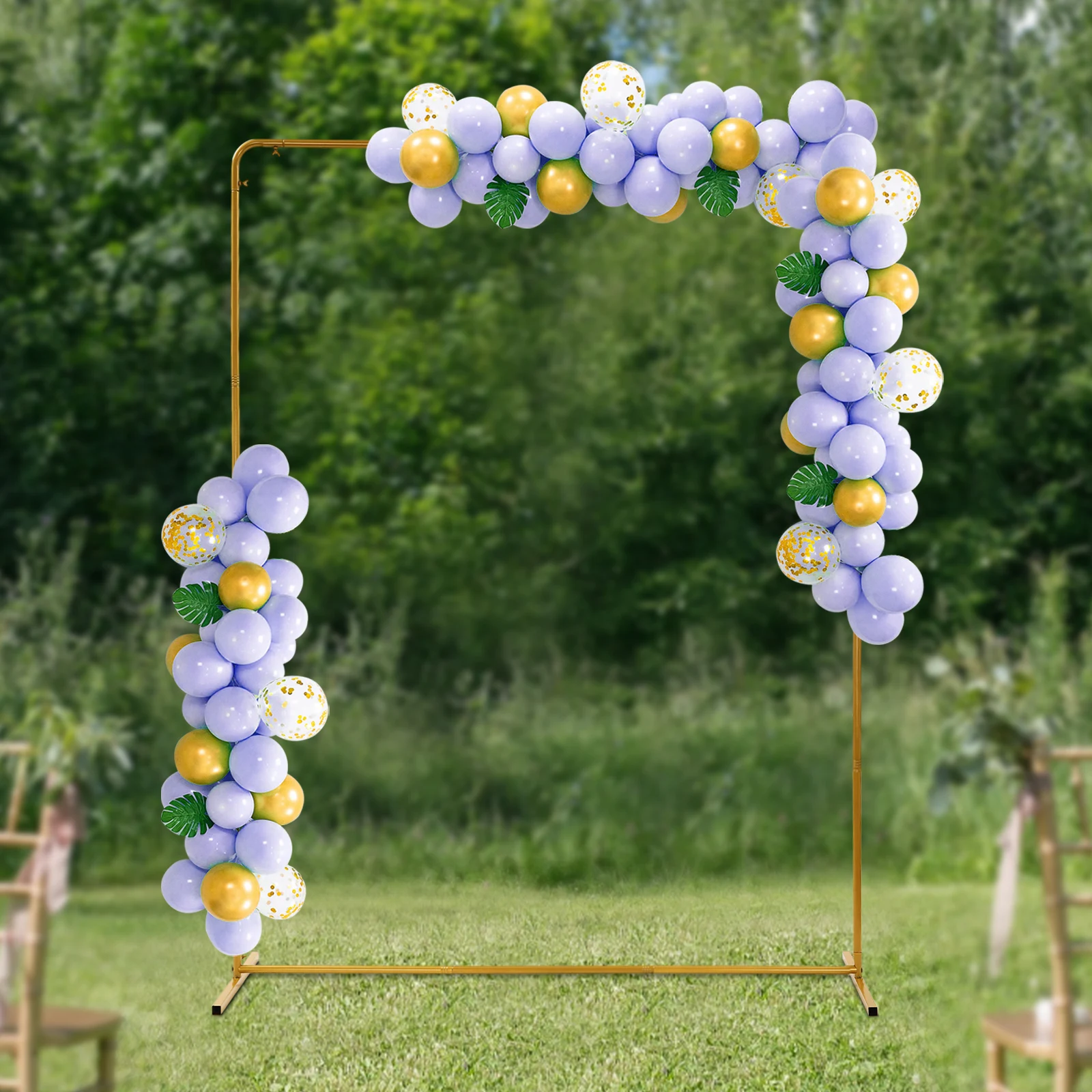 1.5 * 2m Wedding Pole Bracket With Pull Rod+Elastic Cloth Cover Gold Bracket+White Cover