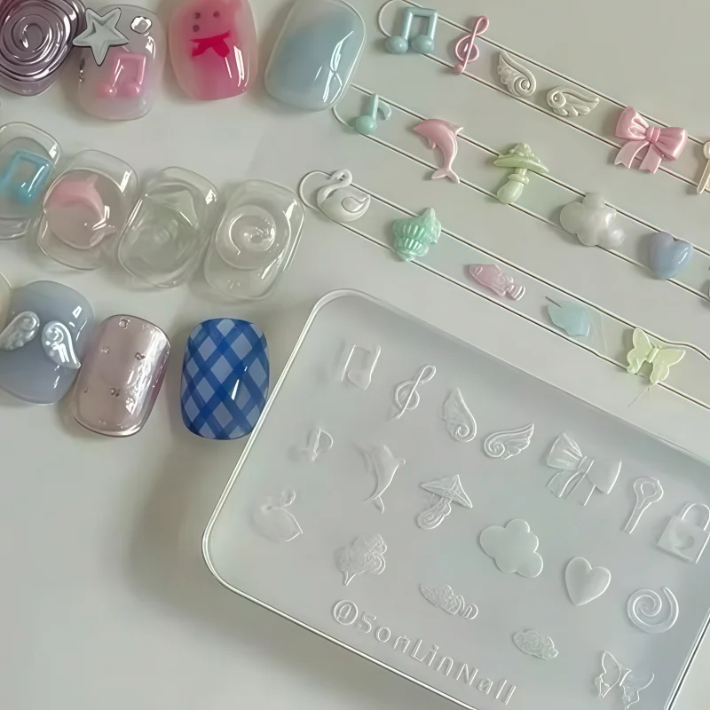 Y2K Mini Niedliche Schmetterlingsflügel Noten Schleife 3D Nagelkunst Dekorationen Transparente Silikonform für Nagelkunst – Detail 5