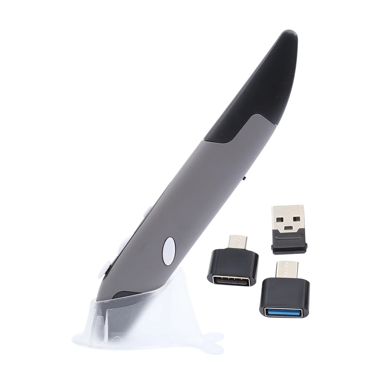 

2.4g Wireless Usb Optical Pen Mouse Adjustable Stand 4 Keys For Laptop Pc Desktop Smart Box Grey Ergonomic Design