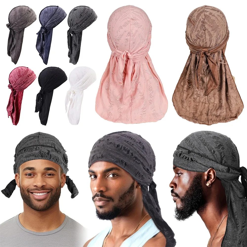 

Повседневная винтажная повязка на голову, хлопковая кепка Durag Pirate с длинным хвостом, бандана в стиле хип-хоп, унисекс