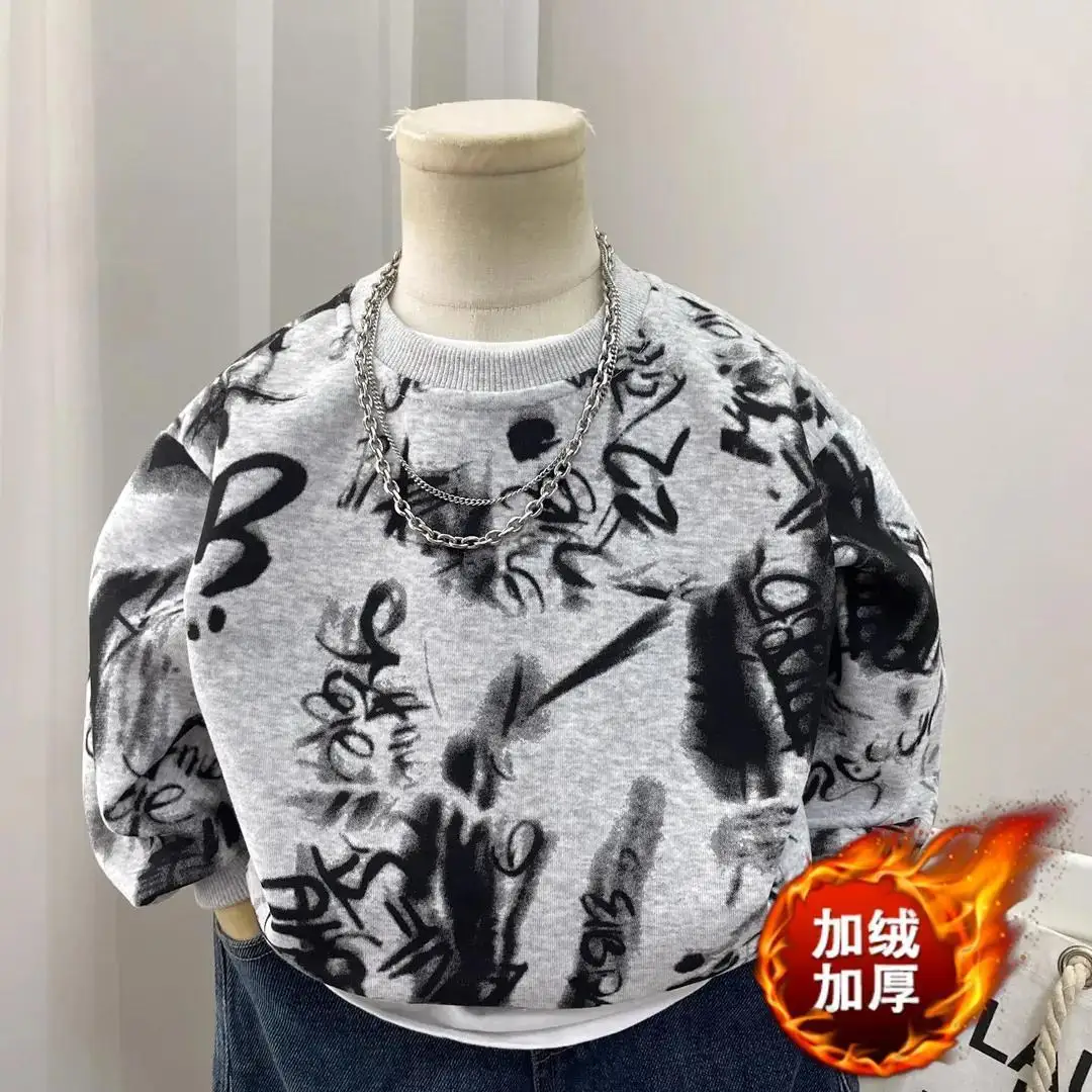 

Children's Fleece Sweatshirt Boys Winter Top New Stylish Fashionable Boys' Clothing for Toddlers and Kids