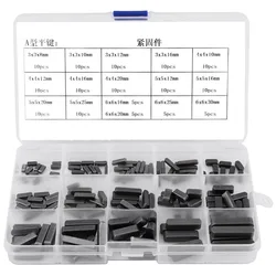 140pcs A3 Carbon Steel Round Ended Feather Key Parallel Drive Shaft Keys Pins Set 8mm 10mm 12mm 16mm 20mm 25mm 30mm