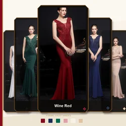 Women's Luxury Satin Elegant Mermaid Formal Long Dresses Curve Shapey Korean Fashion for Bridesmaid Party Prom Wedding Guest Eve
