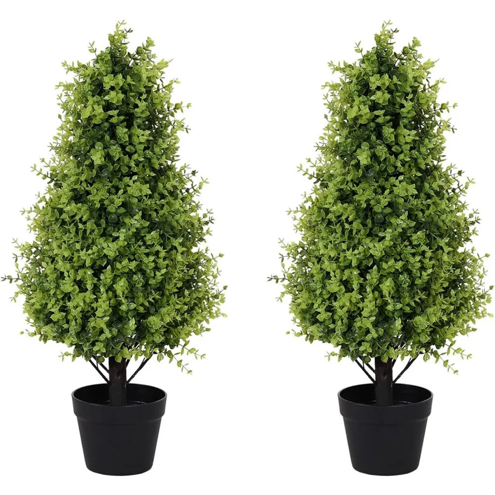 

30 Tall Artificial Boxwood Pruning Trees, A Set of 2 UV Resistant Artificial Evergreen Shrubs and Shrubs