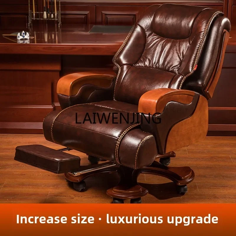 MJY leather boss luxury business massage big class seat solid wood computer swivel chair