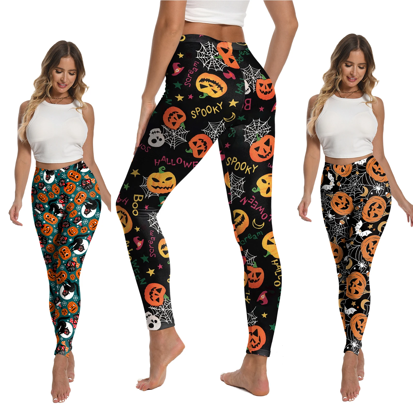 

Women Sexy Girl Pumpkin Leggings Fitness Tights Trousers Halloween Party Horro Zombie Carnival Female Elastic Bottom Autumn