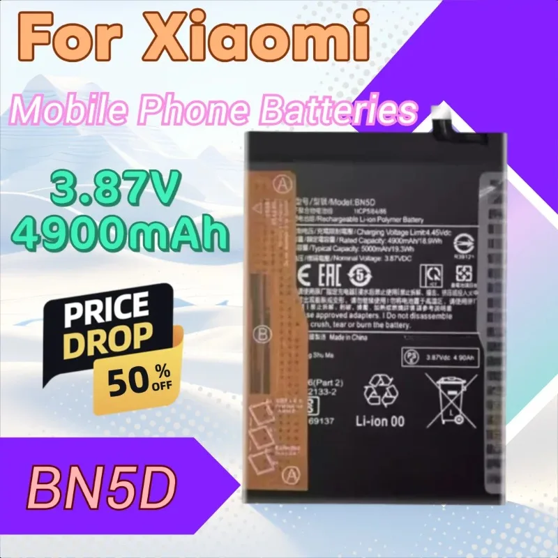 

Новый высококачественный аккумулятор BN5D 3,87 В 4900 мАч для телефона Xiaomi Redmi Note M4Pro M4 Pro 4G/11S 11 S 4G, аккумулятор Bateria Batteries