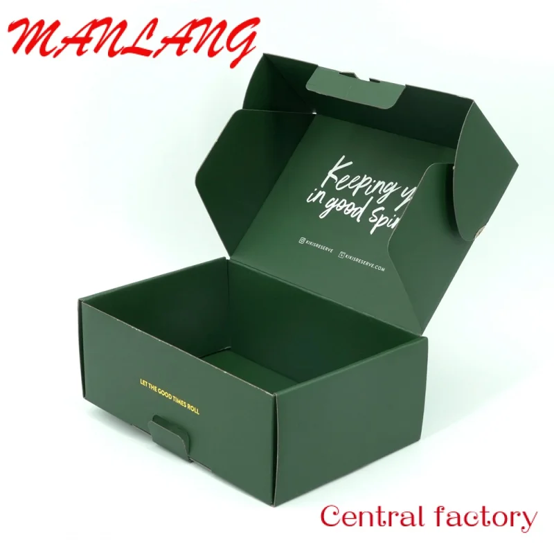 Custom  Standard export portable folding corrugated white shipping mailer box Custom logo printed shipping green gift box