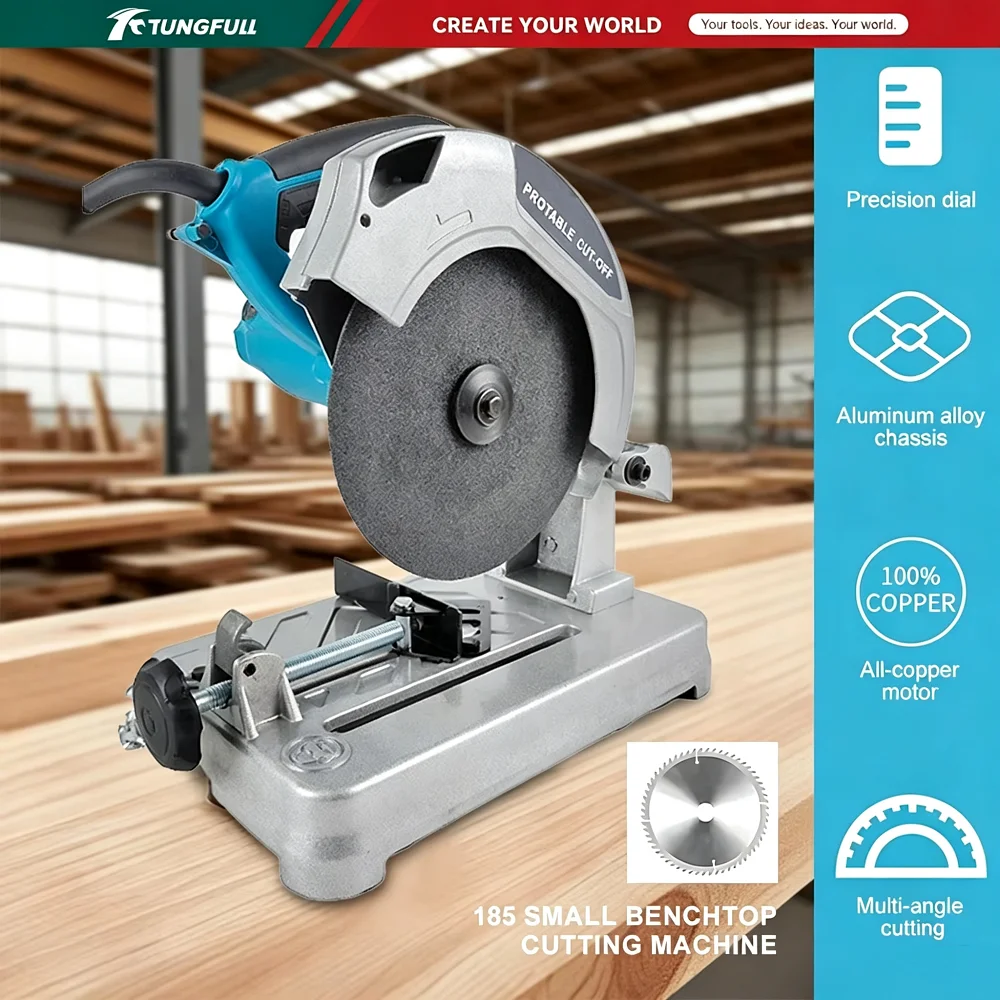 185mm Bench Cut Off Saw 7Inch Portable Benchtop Cutting Machine All Copper Motor Multi-Angle Cutter For Metal Wood Aluminum