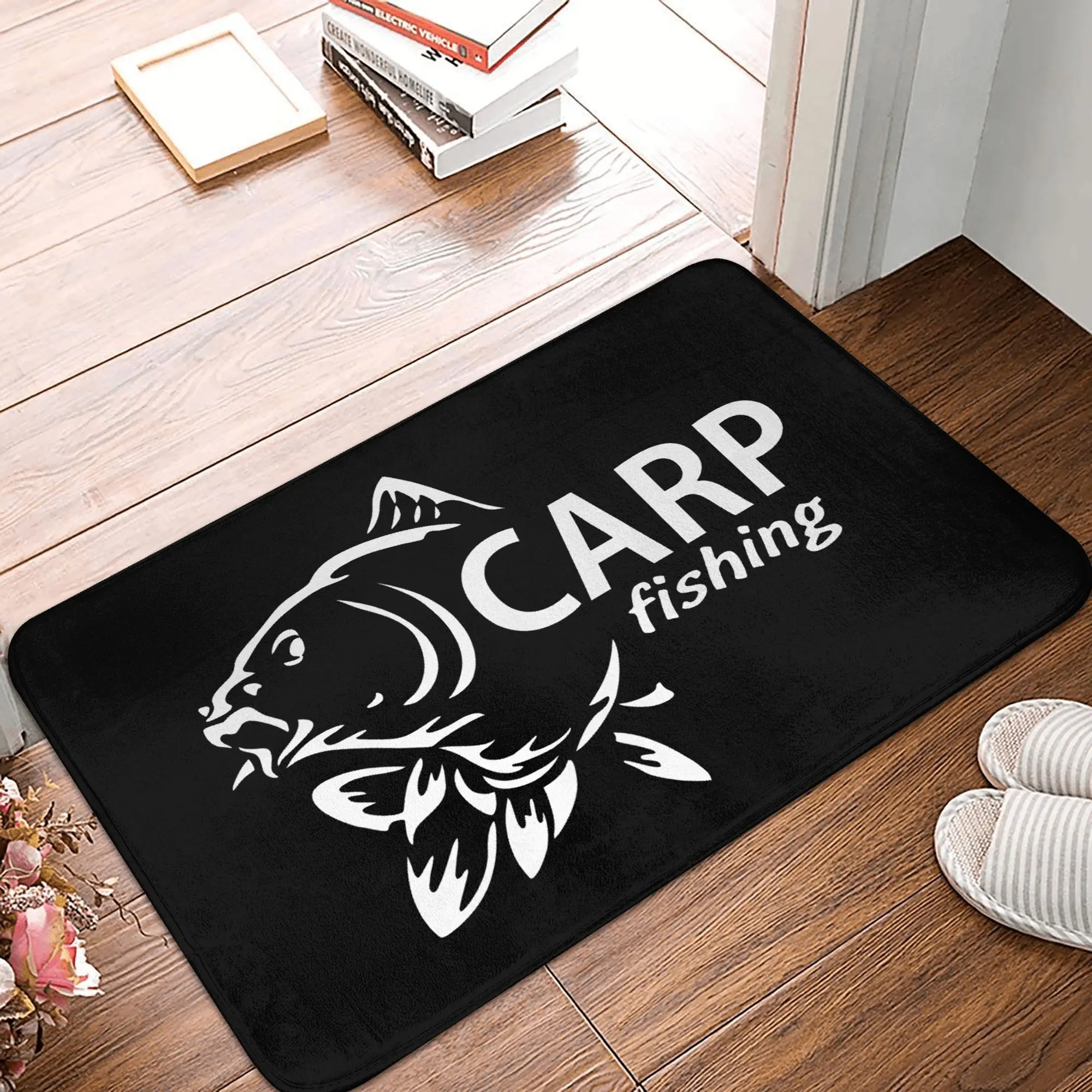 Fishinger Carp Fish Fisherman Front Door Floor Entrance Mats Outdoor  Bath Kitchen Doormat Garden Carpet Rug