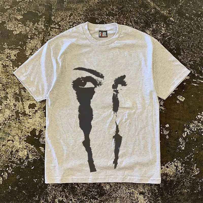 American eyes and face cotton short-sleeved T-shirts for men and women couples