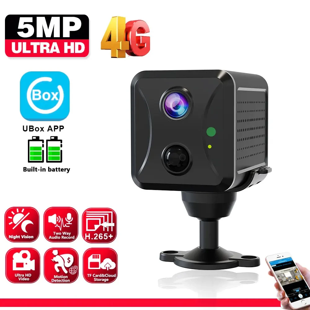 

Mini 4G Security Camera Wifi Home Surveillance Camera 5MP HD Mini Cam Human Detection Low Power Voice Intercom CCTV IP Camera