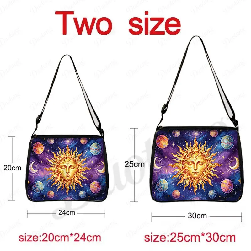 Mysterious Sun and Moon Mythology Print Shoulder Bag Cosmic Star and Moon Women Handbag Phone Wallet Holder Large Capacity Bag
