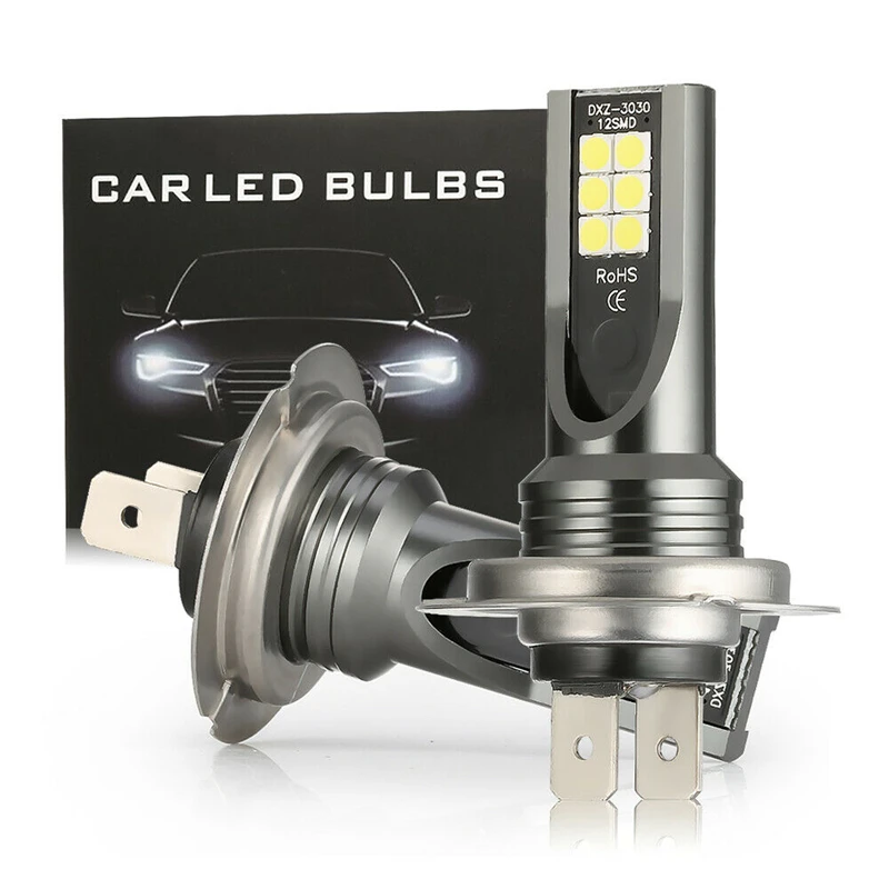 2Pcs H7 Motorcycle LED Headlights Bulbs High Low Beam 24W 1000LM 6000K White Motobike Scooter Lamps Car Accessories