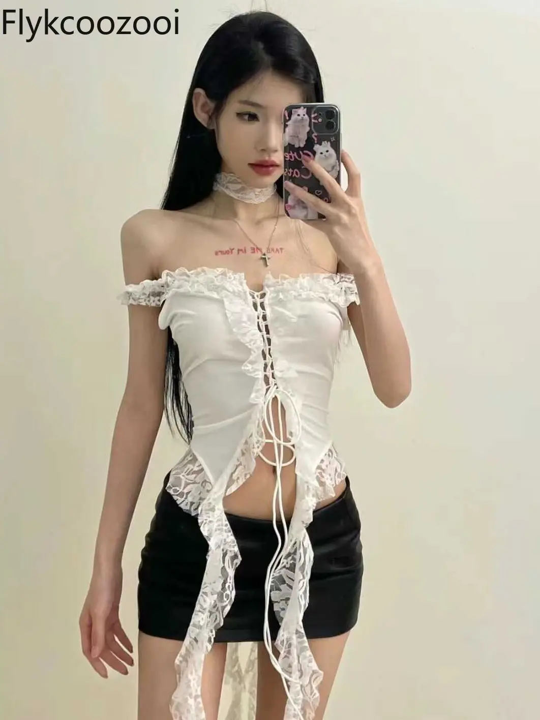 Lace Streamers Slimming Waist Vest Hot Girl Vibe Korean Fashion Clothing Mainland China Slim Fit Tank Top Women