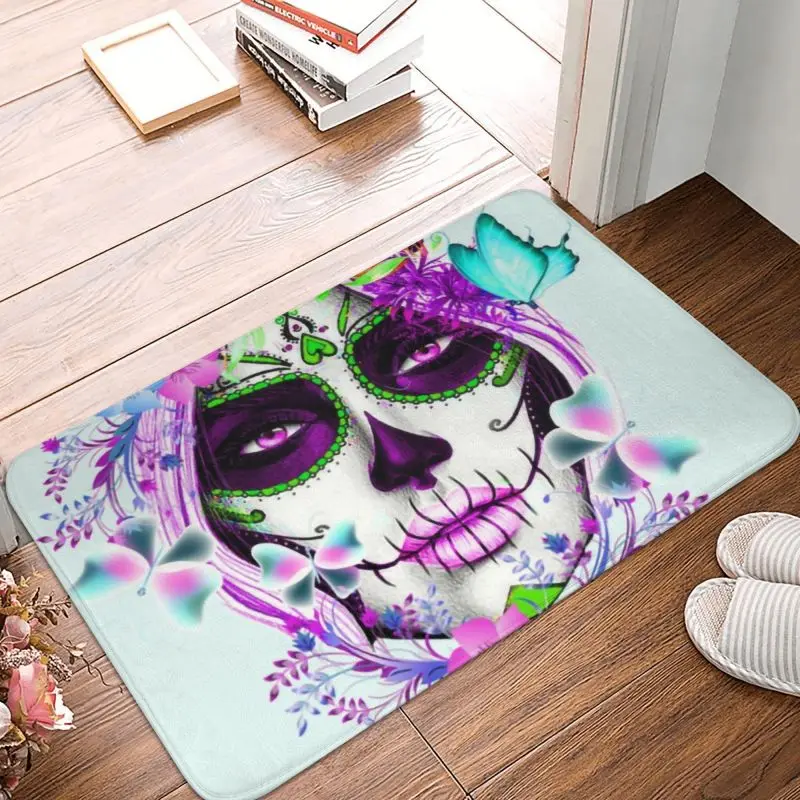 La Calavera Catrina Doormat Anti-Slip Entrance Welocme Kitchen Bath Door Floor Mats Mexican Sugar Skull Living Room Carpet Rug