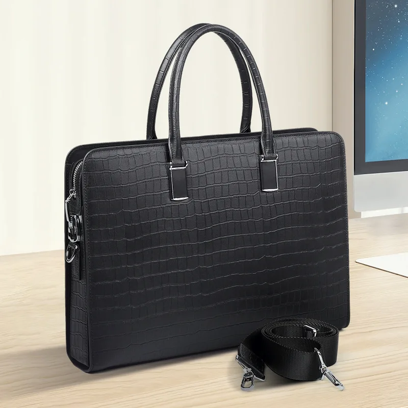 Genuine Messenger Luxury Brand Man Bag Leather Simple Business Briefcase Large Capacity High-end Computer  Cowhide Men's Handbag