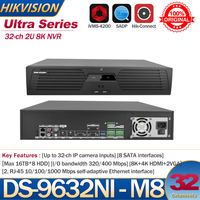 Hikvision Original NVR 32-ch 2U 8K NVR DS-9632NI-M8 32ch IP Cameras 8 SATA HDD Network Video Recorder Support Third-party Camera