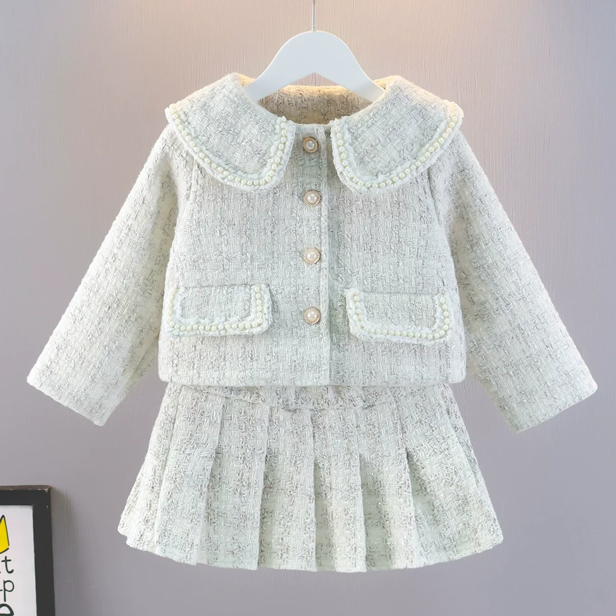 

Милые наряды, детские комплекты одежды для девочек, осенне-зимнее детское пальто с бисером + платье, винтажная одежда принцессы из 2 предметов, костюм для детей 3-8 лет