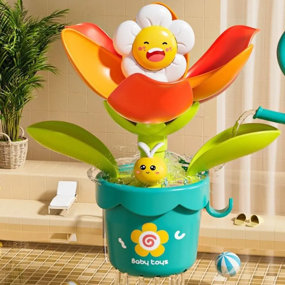 Cartoon Sunflower Shower Bath Toys Blooming When Watering Creative Swimming Water Toys with Suction Cup Water Spray Squirt