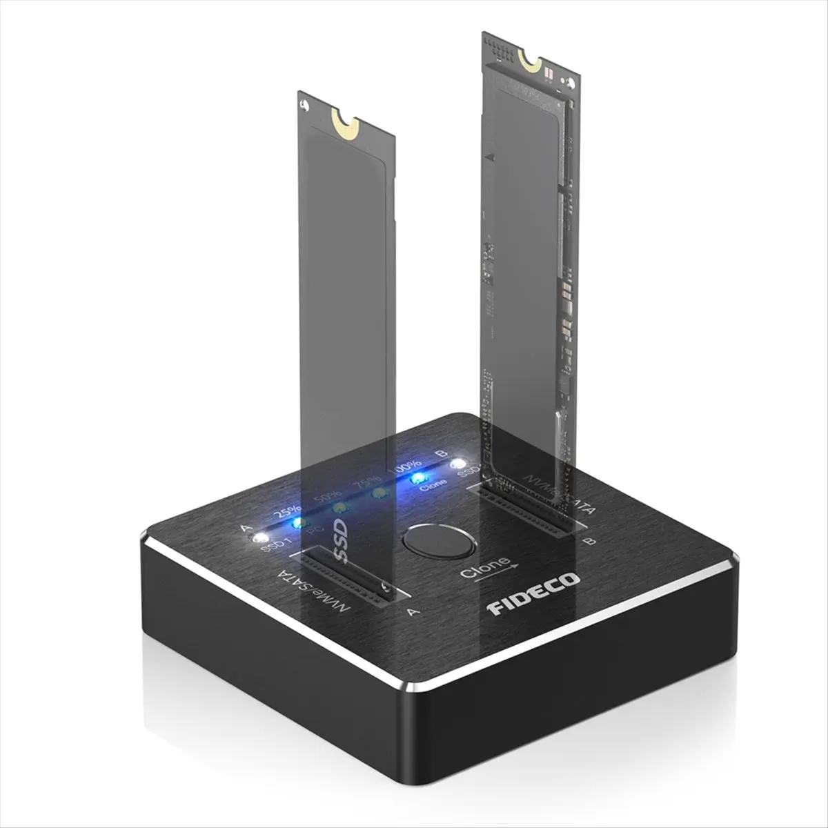 A14M  M.2 NVMe SATA SSD Cloner Dock USB 3.2 Gen 2 X 2 20Gbps Dual NVMe SATA SSD Enclosure M.2 Duplicator Cloner EU PLUG