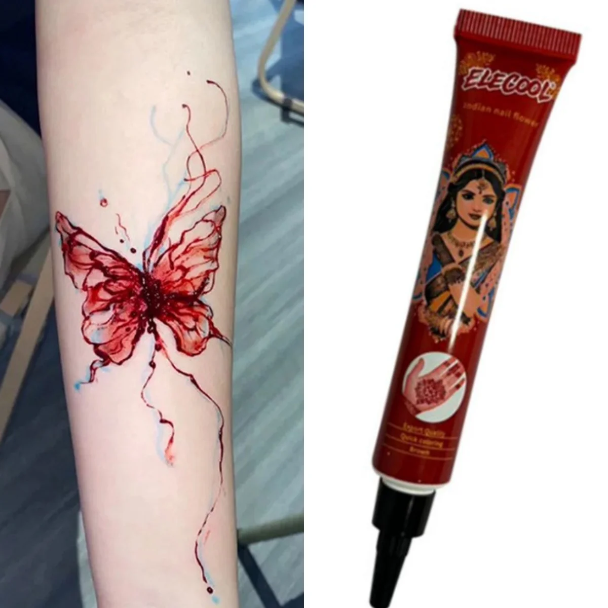 Natural Indian Henna Tattoo Paste for Temporary Tattoo Body Paint Art Cream Cone DIY Paint Tattoo Ink Black Brown Red