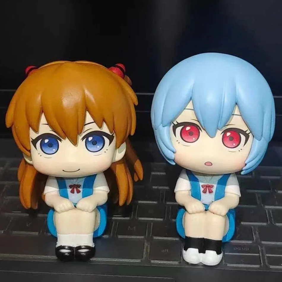 2025 Hot sold 10CM Anime Evangelion Ayanami Rei Figure Souryuu Asuka Langley Look Up EVA Sitting Model Toy Doll Aciton Figure
