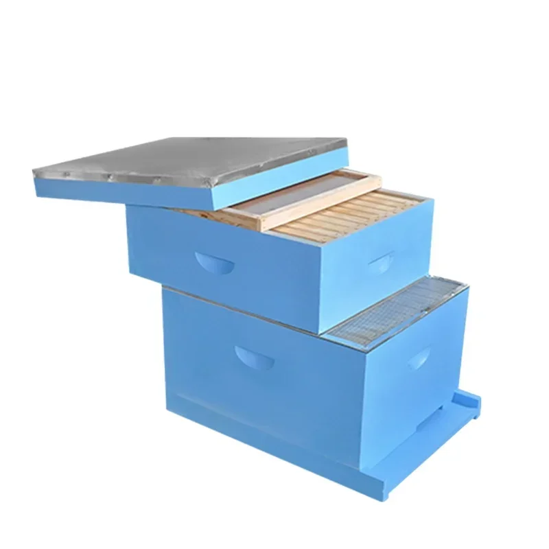 

Supplies Australian 10 Frame Wooden Painted Beehive House With Two Deep Beehive Boxes, Waterproof Beehive & Metal Cover